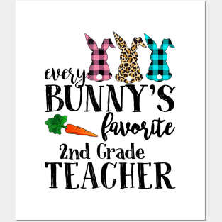 Every Bunny's Favorite 2nd Grade Teacher Leopard Buffalo Bunny Easter Day Posters and Art